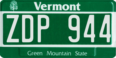 VT license plate ZDP944