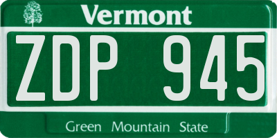VT license plate ZDP945
