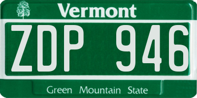 VT license plate ZDP946