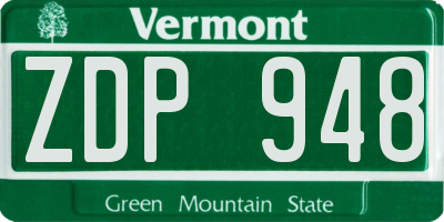 VT license plate ZDP948