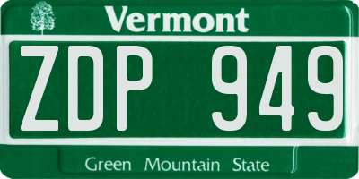 VT license plate ZDP949
