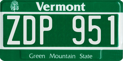 VT license plate ZDP951