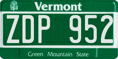 VT license plate ZDP952