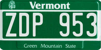 VT license plate ZDP953