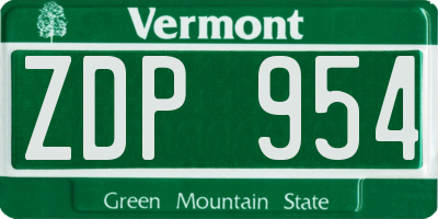VT license plate ZDP954