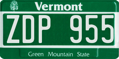 VT license plate ZDP955