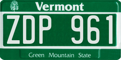 VT license plate ZDP961