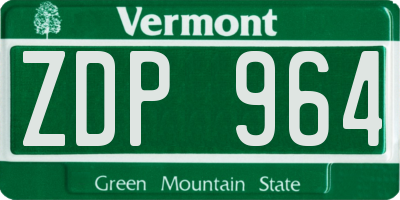 VT license plate ZDP964