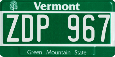 VT license plate ZDP967