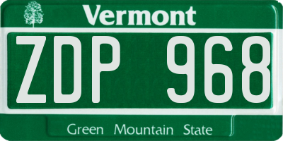 VT license plate ZDP968