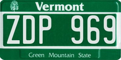 VT license plate ZDP969