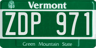 VT license plate ZDP971
