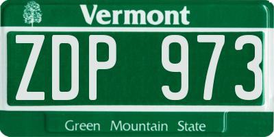 VT license plate ZDP973