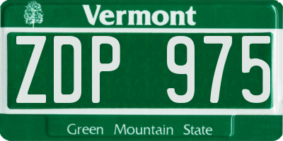 VT license plate ZDP975