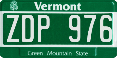 VT license plate ZDP976