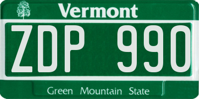 VT license plate ZDP990