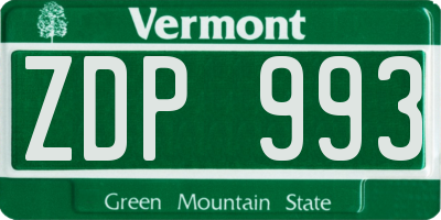 VT license plate ZDP993