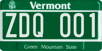 VT license plate ZDQ001
