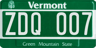 VT license plate ZDQ007