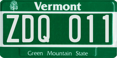 VT license plate ZDQ011