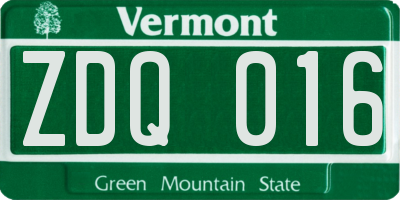 VT license plate ZDQ016