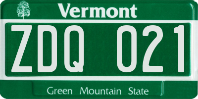 VT license plate ZDQ021