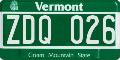 VT license plate ZDQ026