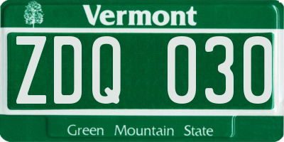 VT license plate ZDQ030