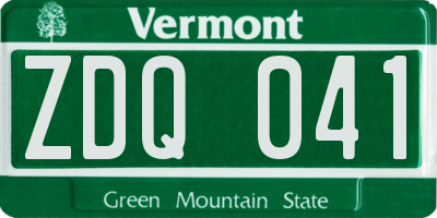 VT license plate ZDQ041