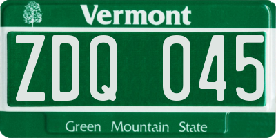 VT license plate ZDQ045