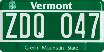 VT license plate ZDQ047