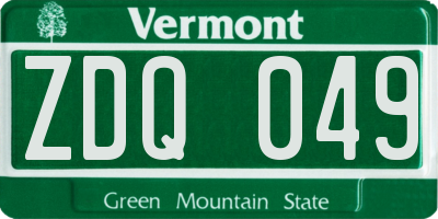 VT license plate ZDQ049