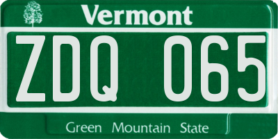 VT license plate ZDQ065