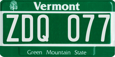 VT license plate ZDQ077