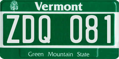 VT license plate ZDQ081