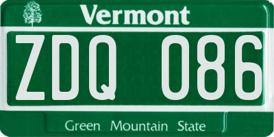 VT license plate ZDQ086