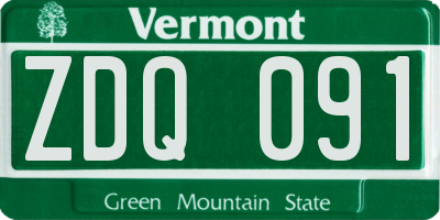 VT license plate ZDQ091