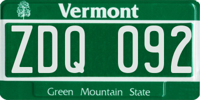 VT license plate ZDQ092