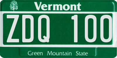 VT license plate ZDQ100