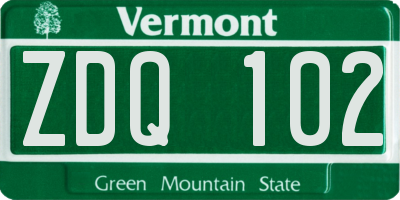 VT license plate ZDQ102