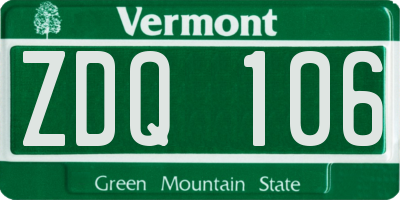 VT license plate ZDQ106