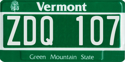VT license plate ZDQ107