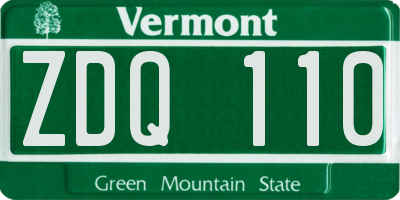 VT license plate ZDQ110