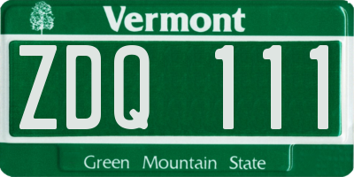 VT license plate ZDQ111