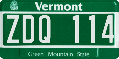 VT license plate ZDQ114