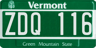 VT license plate ZDQ116