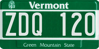 VT license plate ZDQ120