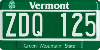VT license plate ZDQ125