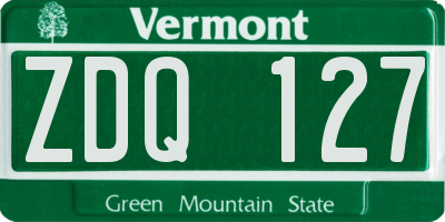 VT license plate ZDQ127