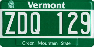VT license plate ZDQ129